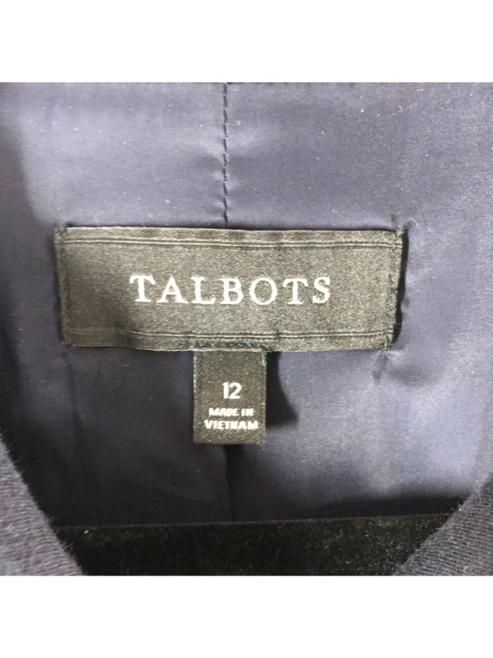 Talbots Womens Blazer Jacket Button Front Scalloped Hem Collar Navy Blue 12 - Picture 3 of 4